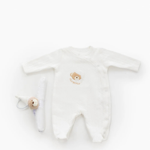 Cotton Jumpsuit & Hanger Set - Beige