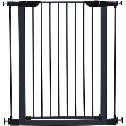 MidWest Homes for Pets 39 Inches Tall Walk-Through Steel Pet Gate, Pressure Mounted Dog Gate Measures 29-38 Inches Wide & Includes Two 3-Inch-Wide Extensions, Graphite