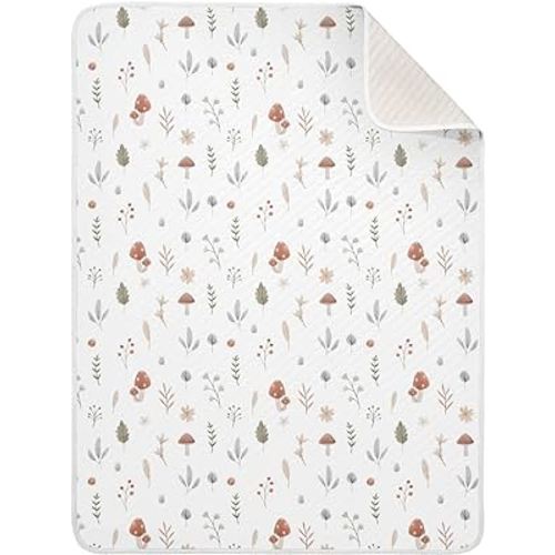 KICPOAY Fall Cute Mushroom Leaves Baby Swaddle Blanket for Boys and Girls, Muslin Baby Receiving Swaddle Blanket, Soft Cotton Nursery Swaddling Blankets for Newborn Toddler Infant