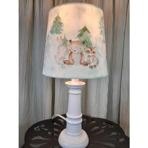 Woodland accent nursery lamp, bear Fox raccoon hedgehog table lamp, watercolor Woodland baby lamp, baby girl boy gift, child Forrest lamp