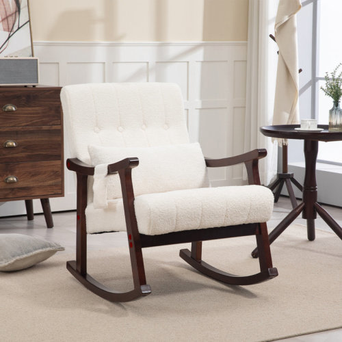 Lark Manor™ Teddy Fleece Upholstered Rocking Chair With Massage Lumbar Support | Wayfair