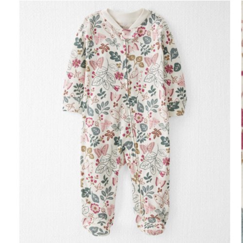 Baby Organic Cotton Sleep & Play Pajamas in Botanical Butterly