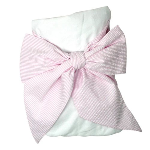 Bow Swaddle ® - Pink Savannah Seersucker