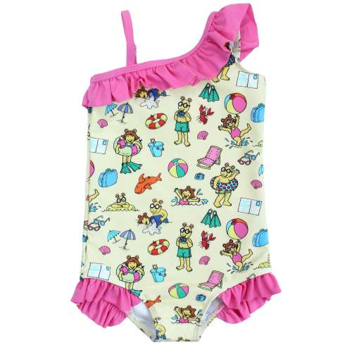 Arthur's Family Vacation Ruffle Leg One Piece Girls Swimsuit
