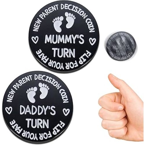 Funny Baby Gift New Parents Decision Coin,Pregnancy Gifts New Dad Mom Gifts,New Parents Gifts for Couples Halloween Thanksgiving Christmas Gift for First Time to be Moms Dads Daddy Mummy Double Sided