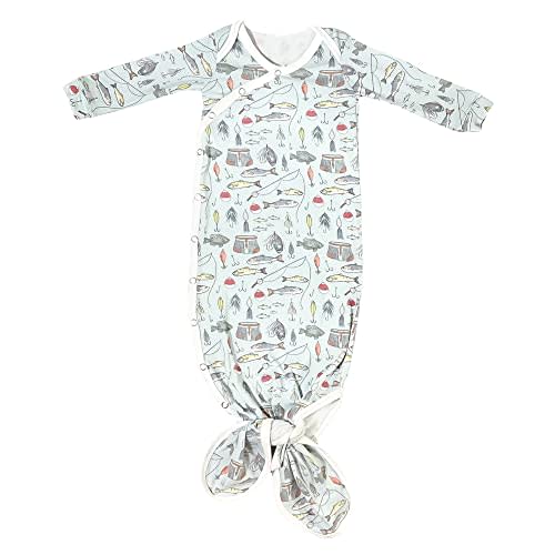 Copper Pearl Baby Gown - Knotted Newborn Sleepers for Baby Boy and Girl, Soft Stretchy Long Sleeve Infant Gowns with Bottom Tie and Hand Mittens, Perfect Hospital Coming Home Outfit (Trout)