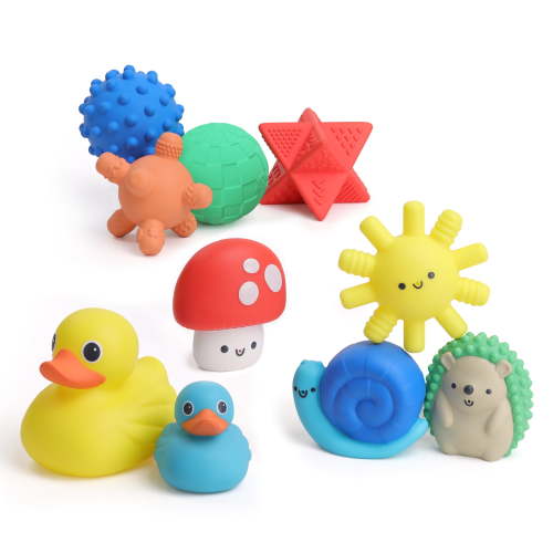 Itzy Ritzy Itzy Splash Gift Set™ 10 piece sensory shapes, squirters and duckies