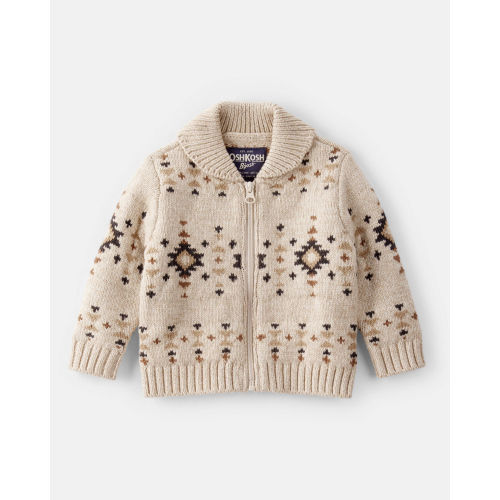 Baby Boy Southwestern Zip-Up Sweater - Ivory - OshKosh | Carter's