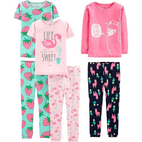 Simple Joys by Carter's girls 6-piece Snug Fit Cotton Pajama Set