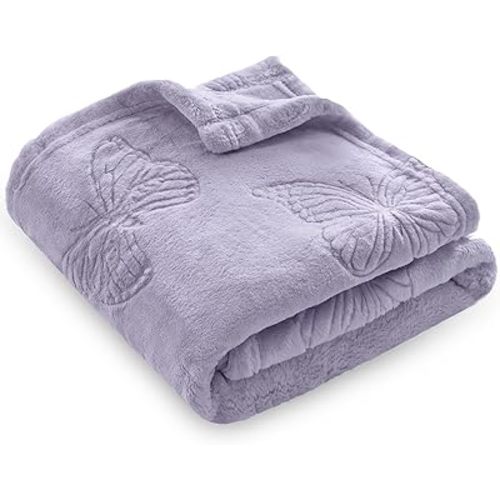 BORITAR Baby Blanket with Butterfly Design for Girls Ultra Soft Fleece Warm and Lightweight Blankets for Infant Toddler Newborn, 30x40 Inch, Purple