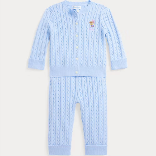 Polo Bear Cotton Cardigan & Pant Set