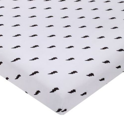 Nojo Lightning Bolt Black And White Nursery Fitted Mini Crib Sheet