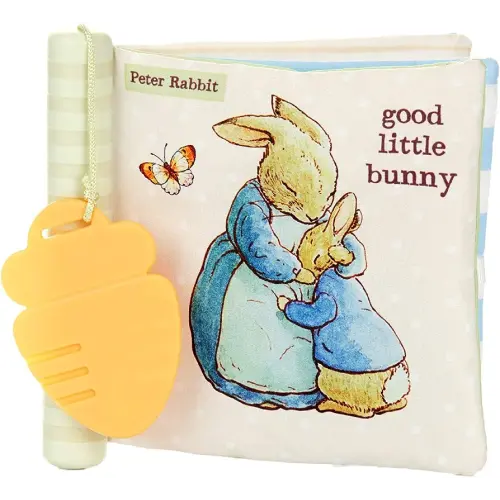 KIDS PREFERRED Beatrix Potter Peter Rabbit Soft Teether Book with Sensory Teether Spine and Teether Toy