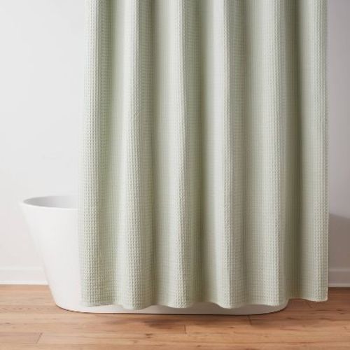 72"x72" Waffle Weave Shower Curtain Light Sage Green - Threshold™