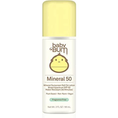 Baby Bum Mineral SPF 50 Roll-On Sunscreen | Vegan and Hawaii 104 Reef Act Compliant (Octinoxate & Oxybenzone Free) Broad Spectrum Moisturizing UVA/UVB Easy Roller Ball Sunscreen Lotion