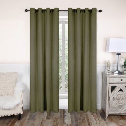 Classic Modern Solid Room Darkening Semi-Blackout Curtains, Grommets, Set of 2 by Blue Nile Mills