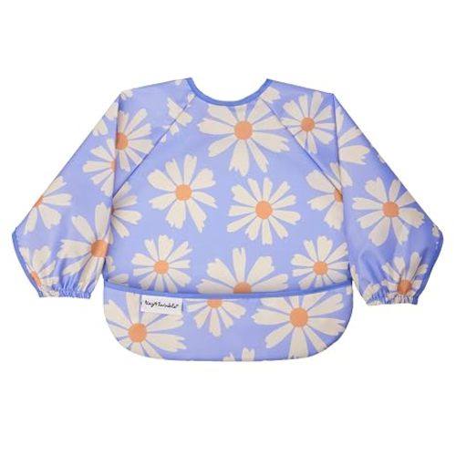 Tiny Twinkle Long Sleeve Bib for Babies & Toddlers | Waterproof Smock Bib for Eating | Machine Washable & Mess-Proof Feeding Essentials | Newborn Shower Gift (Daisies, 6–24M)