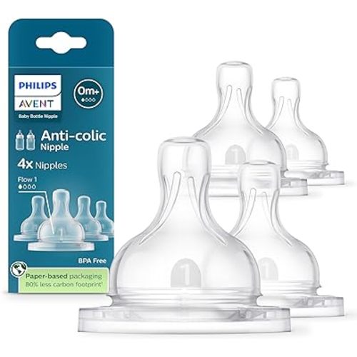 Philips Avent Anti-Colic Nipples - Flow 1, 4-Pack, SCY761/44