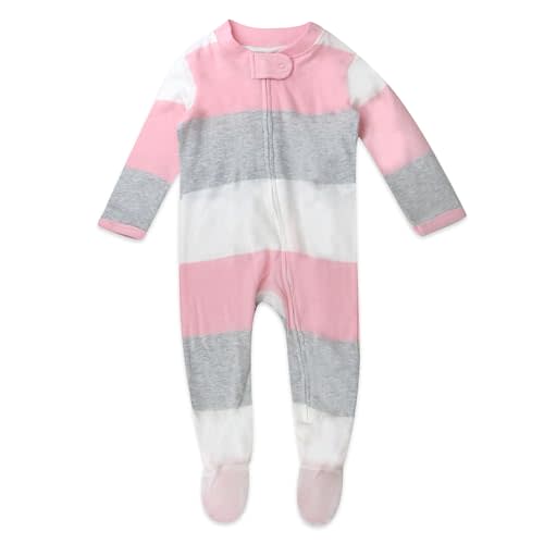HonestBaby Sleep & Play Footed One-Piece Pajama Sleeper 100% Organic Cotton, Baby Girls