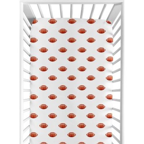 Sweet Jojo Designs Boy Baby Fitted Crib Sheet Football Brown And White