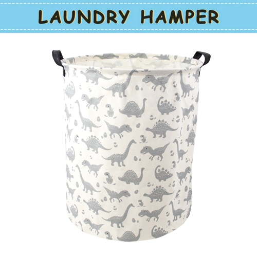 Howarmer Large Canvas Laundry Hamper, Laundry Basket for and , s Clothes Hamper with Lid, Cute s s Storage Bin Organizer Animal Room Decor, Spotted Dinosaur
