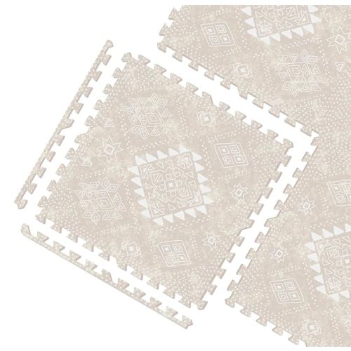 MOON WALKERS Stylish Boho Baby Play Mats for Floor, Play Mat for Babies and Toddlers, Non-Toxic, Soft, Thick, Tummy Time Mat for Crawling (Moon Mist, Extra Large 6x6ft | 9 Tiles)