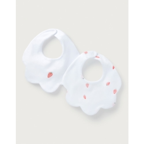 Organic Cotton Strawberry Scallop Bibs – Set of 2