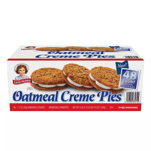 Little Debbie Oatmeal Creme Pies, 1.3 oz, 48 Pack, Individually Wrapped Cookies