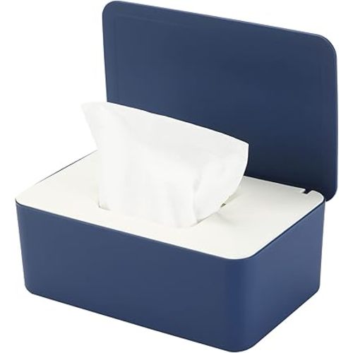 NOVWANG Wipes Dispenser, Baby Wipe Holder, Keeps Wipes Fresh, Refillable Wipe Container Baby Wipes Case for Bathroom Wipes Pouch Case, Deep Blue