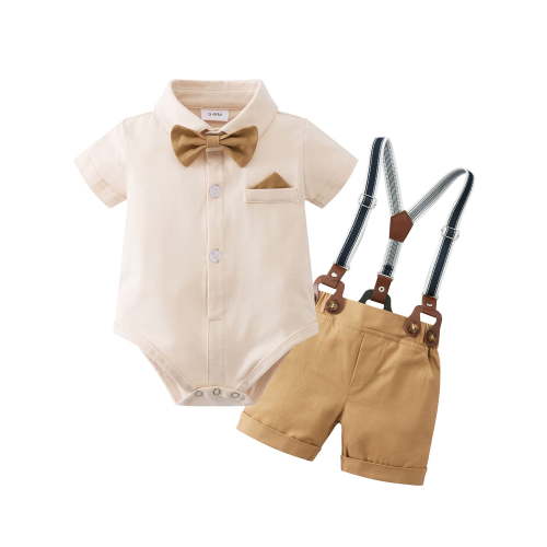 CARETOO Baby Boy Clothes Suit Romper Shorts Suspender Trousers Pants Bowtie Hat Gentleman Outfits