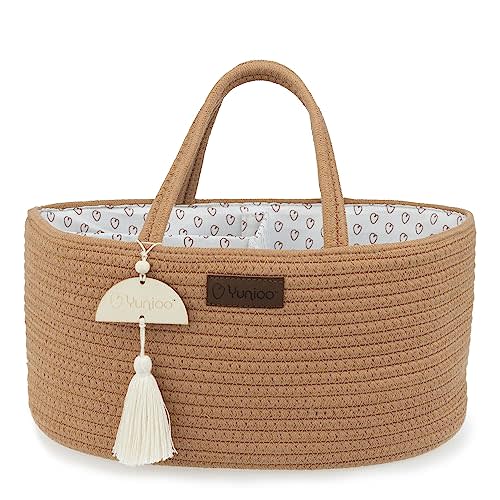Yunioo Diaper Caddy Organizer│Changing Table Nursery Organizer│Diaper Storage for Car & Travel│Sturdy Tote Bag for Diapers and Wipes│Toys Bag│Baby Changing Basket│Brick