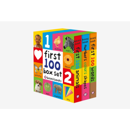 First 100 Board Book Box Set (3 books): First 100 Words, Numbers Colors Shapes, and First 100 Animals