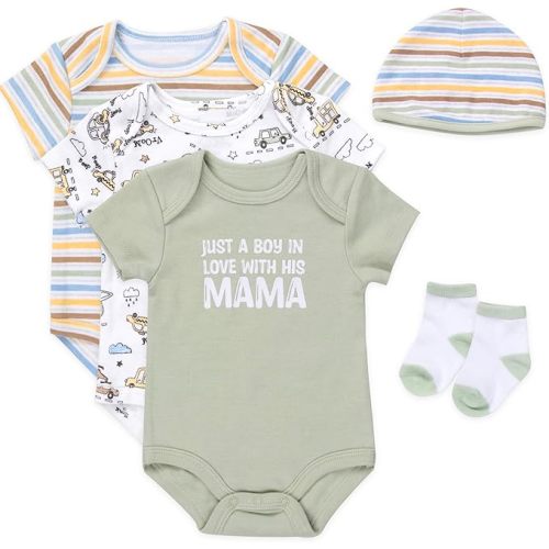 Baby Essentials Baby Boys 5 Piece Bodysuit Set