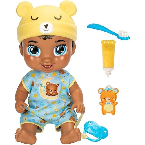 Baby Alive Lil Dreamer Snoozer Bear Sleepy Boy Baby Doll Set, Black Hair, Fun Sleepover Theme, Preschool Toys for Kids 3 Years & Up