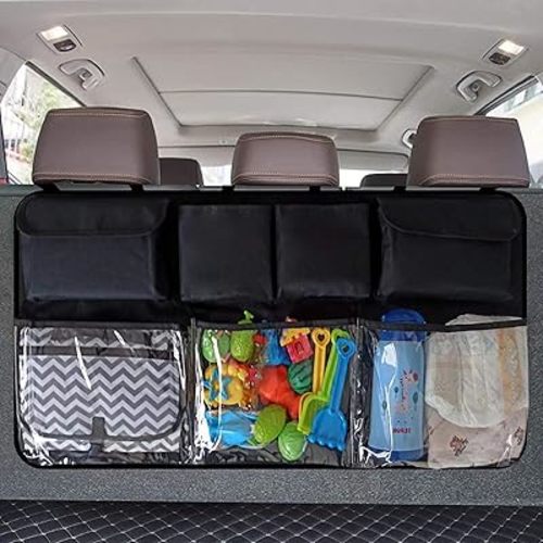 Car Trunk Organizer and Storage, Backseat Hanging Organizer for SUV, Truck, MPV,Van Collapsible Cargo Storage Bag with 7 Pockets, Car Interior Accessories for Men and Women