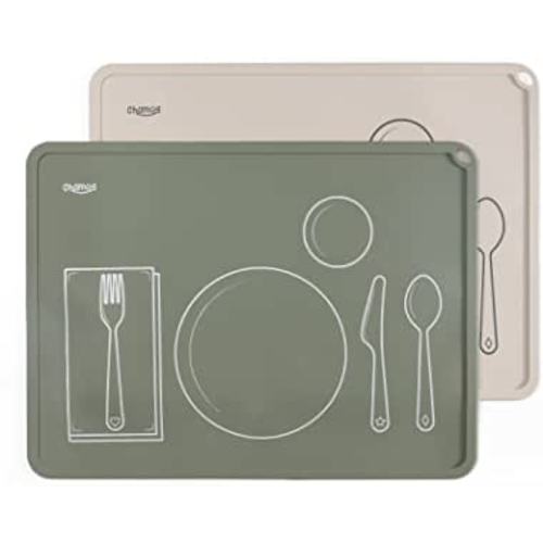 Amazon.com: CHAMOS Montessori Placemat for Toddlers - Kids Silicone Mats for Dining Table - Set of 2 - Table Setting Learning (Sage and Beige) : Baby