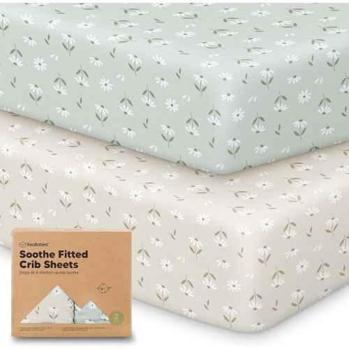 KeaBabies 2-Pack Organic Crib Sheets for Boys, Girls - 52x28 Fitted Crib Mattress Sheet Neutral, Breathable Jersey Cotton Cover for Baby Bed, Toddler Mattress, Soft & Cute Prints (Daisies)