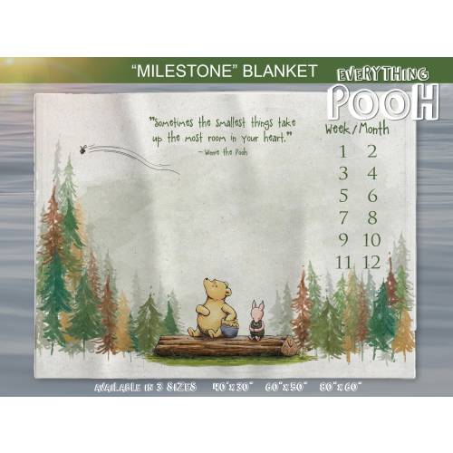 Winnie the Pooh MILESTONE BLANKET RUSTIC Classic Pooh Quote ("Sometimes the smallest ...") Newborn Baby Shower Gift Boy Girl Rustic