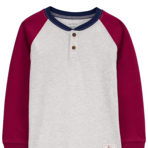 Baby Raglan-Sleeve Henley Tee