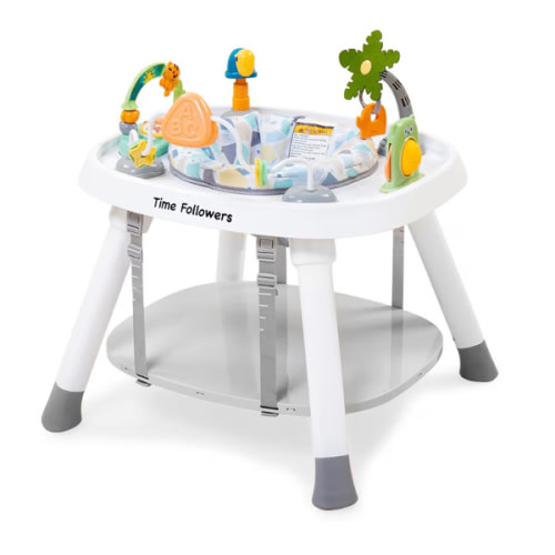 Time Followers® 6-in-1 Baby Activity Center | Jumpers and Bouncers | 4 Stage Grow Stationary Standing Toddler Play Table | Shower Gift | Infant Essential for Baby Ages 6-36Month (Beige)