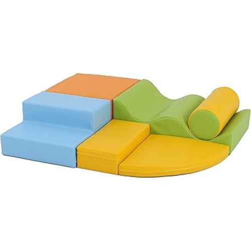 IGLU Soft Play Equipment Climb and Crawl Playground for Kids - 6 XL Forms (Blue/Orange)