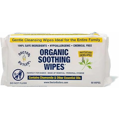 Doctor Butler's Soothing Wipes – All-Purpose Wet Wipes for Sensitive Skin, Face Wipes, and Baby Wipes with Chamomile and Essential Oils* (1 Pack – 60 Count)