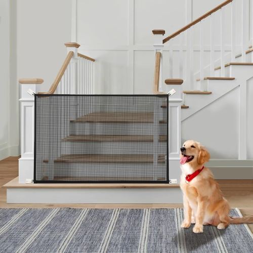 Cupount Mesh Baby & Dog Gate – Fits Openings Up to 36'' Wide, 30'' Tall – Indoor Safety Pet Gate for Stairs & Doorways (Black, 30" H x 38" W)