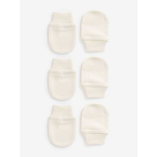 Cream 100% Cotton Baby Scratch Mitts 3 Pack
