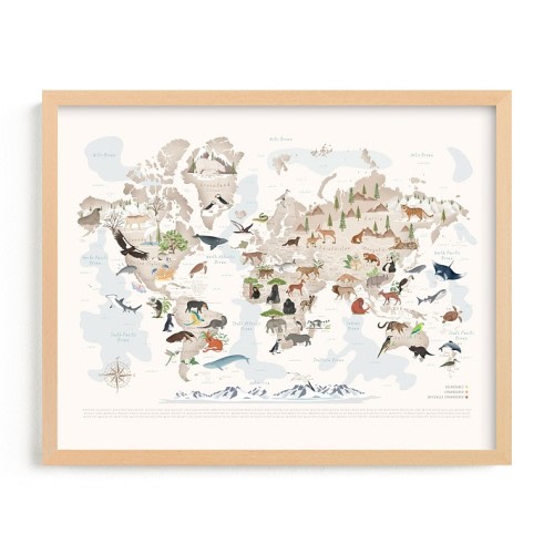 Minted® Animals World Map, 65 Threatened Species Wall Art by Sabrin Deirani