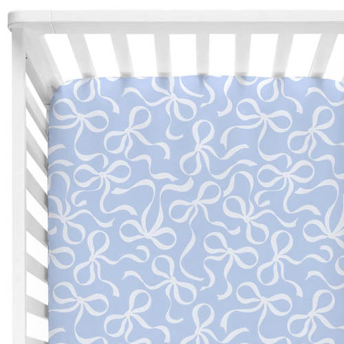 Blue-tiful Bows Crib Sheet