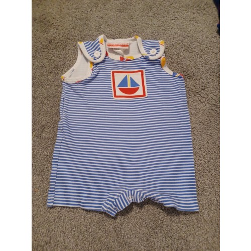 Marimekko White Blue Boat Print Toddler 6 Month Play Romper