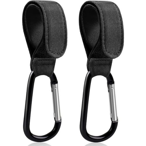 Aguwontior Stroller Hooks, 2 Pack - 3rd Generation Stroller Clips and Hooks, Affordable Stroller Hook for Bags, Adjustable Stroller Carabiner Clip, Versatile Baby Stroller Accessories, Baby Essentials