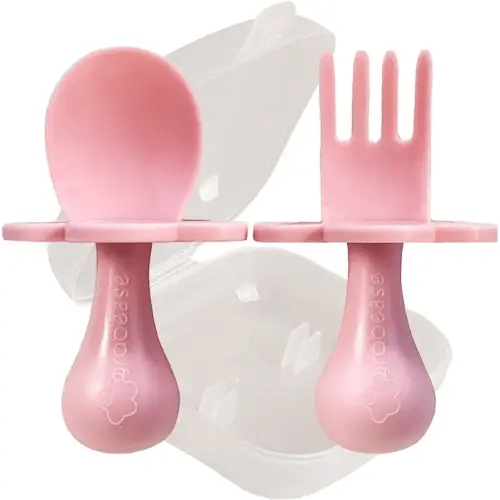 Grabease Toddler Utensils Baby Utensils Baby Forks for Self Feeding, BPA-Free & Phthalate-Free for Baby & Toddler, 1 Set, Blush