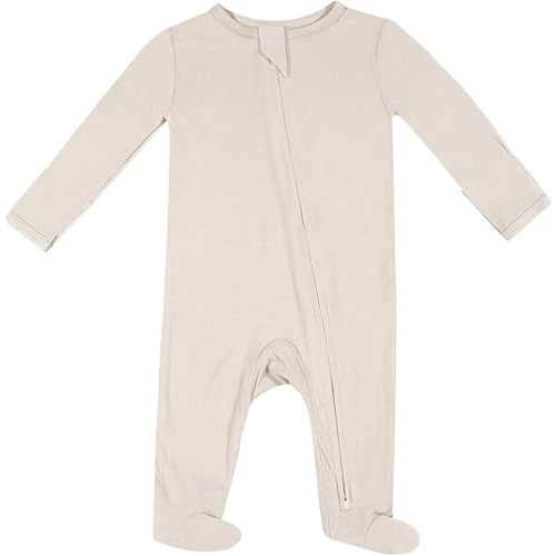 TWINOR Baby Footed Pajamas with Mittens, Soft Bamboo Viscose One-Piece Romper for Newborn Infant